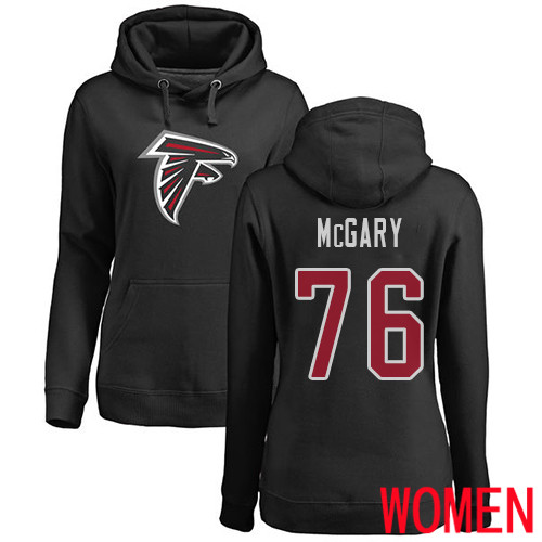 Atlanta Falcons Black Women Kaleb McGary Name And Number Logo NFL Football #76 Pullover Hoodie Sweatshirts->nfl t-shirts->Sports Accessory